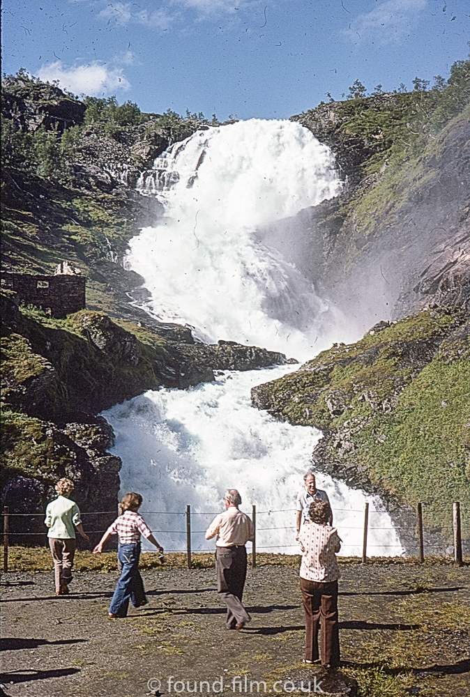 Kjosfossen waterfall in Norway, Oct 1976