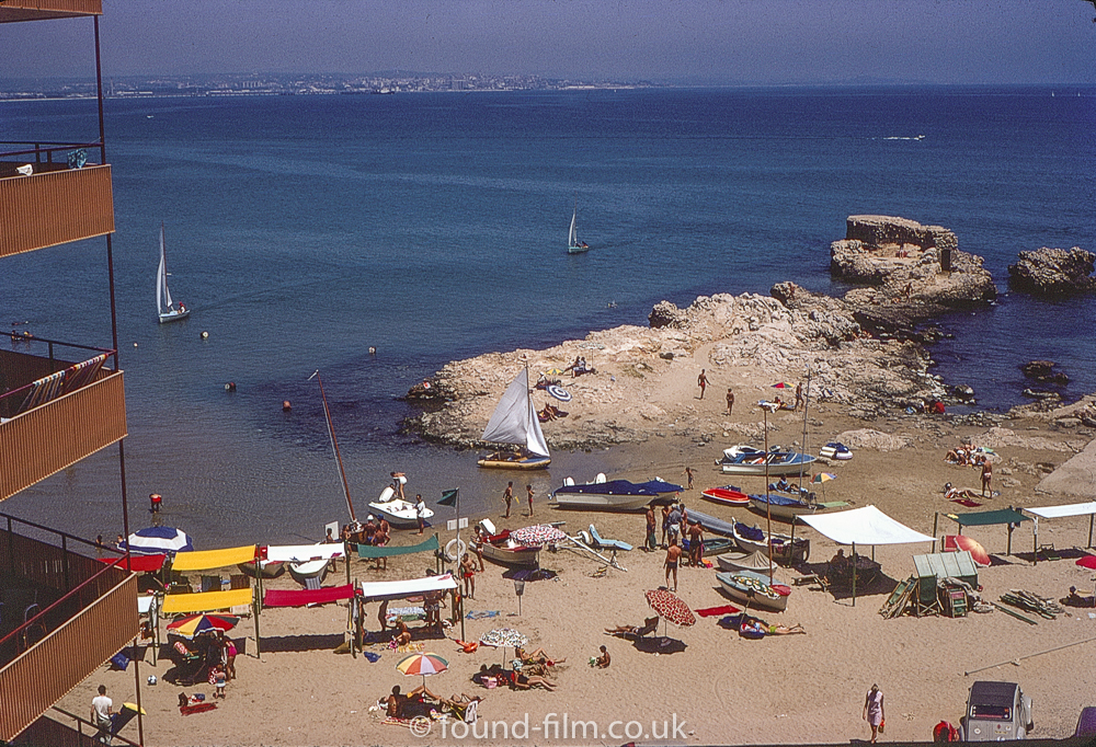 Holiday resort with ruined stone building, August 1969