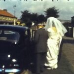 A still from an 8mm home movie of a wedding in 1961