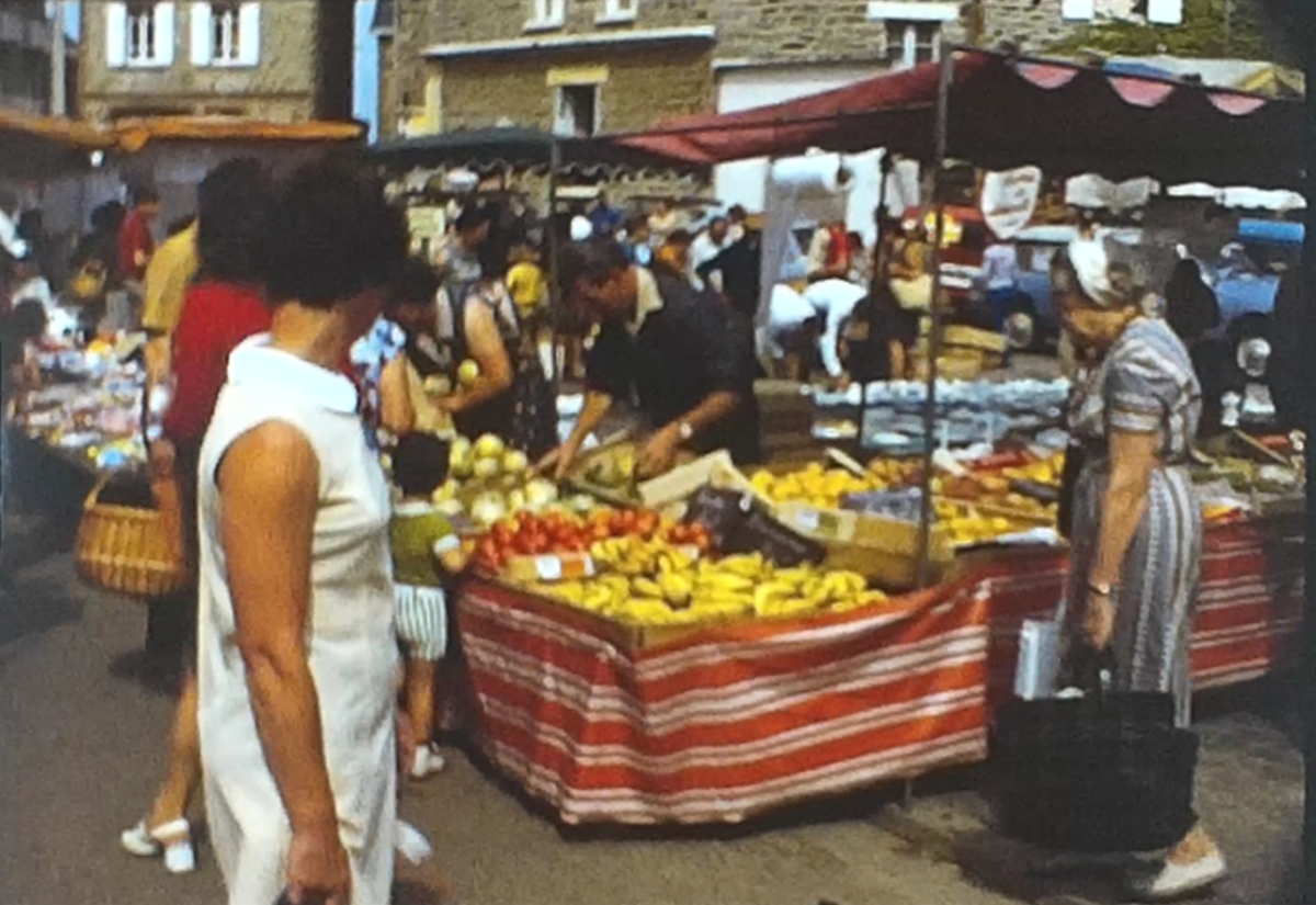 A scene from a Super 8 vintage home movie shot in Brittany, France in 1970