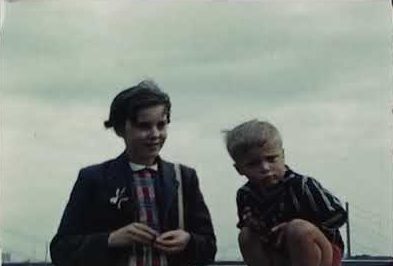 A still image of two boys taken from a vintage home movie shot in Germany & Holland in 1961