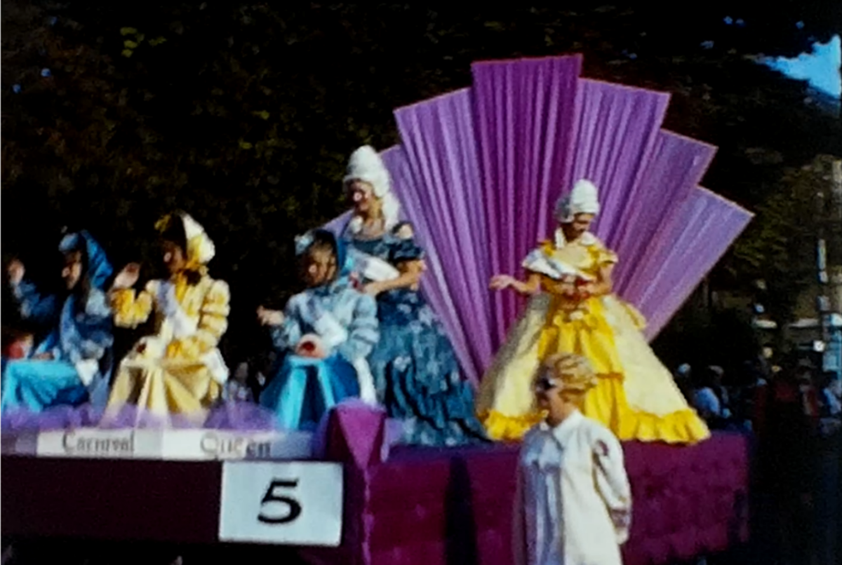A picture of the Carnival Queen at Newport Carnival in 1971 from a vintage home movie