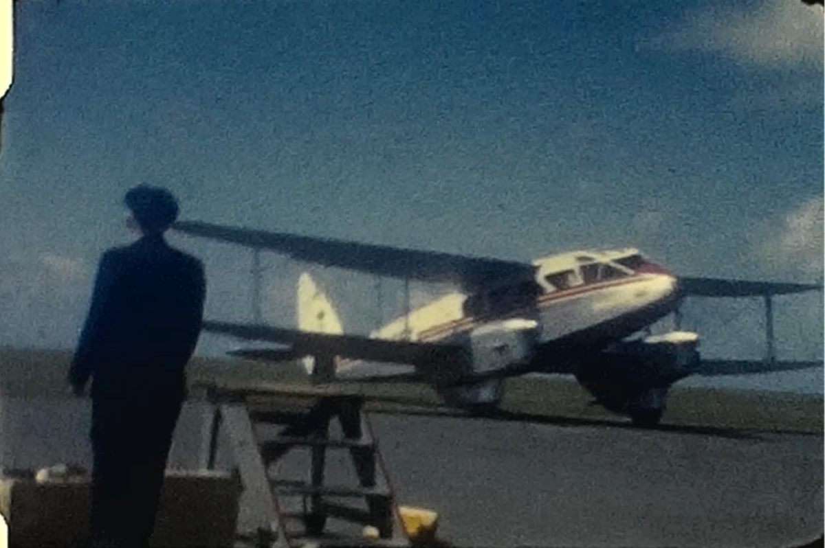 A still from a vintage home movie of a summer holiday in the late 1950s