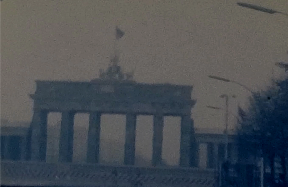 A still shot from a vintage home movie shot in October 1973 which shows views over East Berlin in Germany