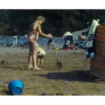 A still image from a vintage home movie taken during a camping holiday in Devon in 1969