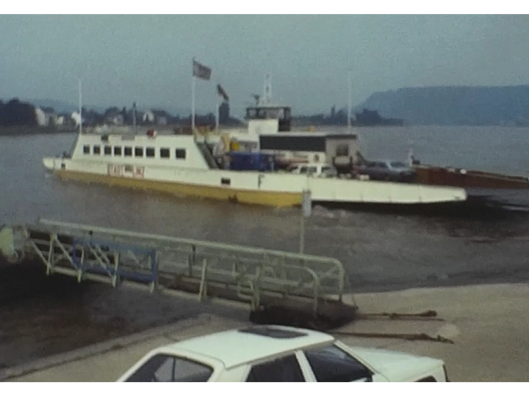 A Car Ferry on the Rhine during a holiday in germany in June 1986