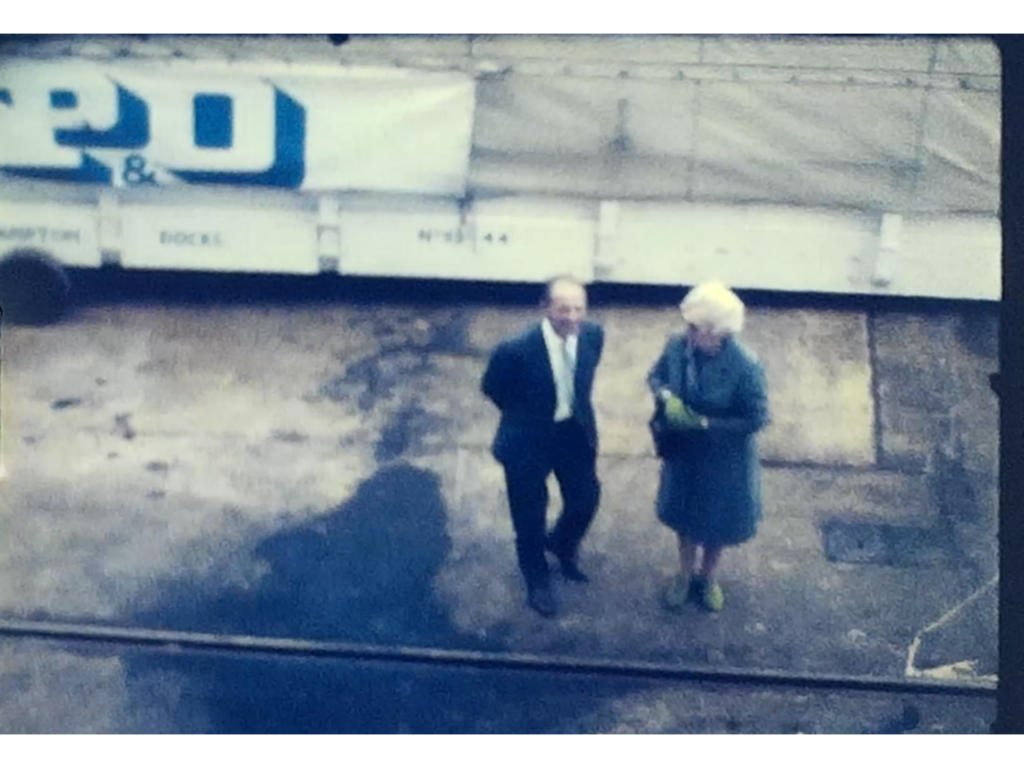 A picture of a couple standing on Southampton docks