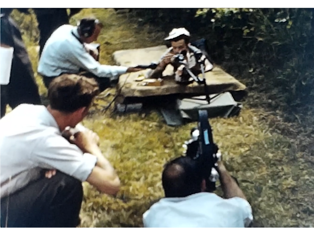 Filming Colin for the 1961 British Pershing Rifles team