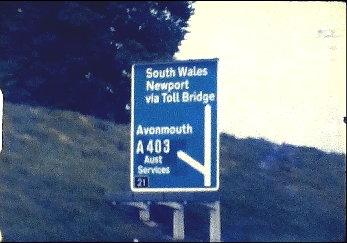 A sign on the M4 motorway on approach to the Severn Bridge
