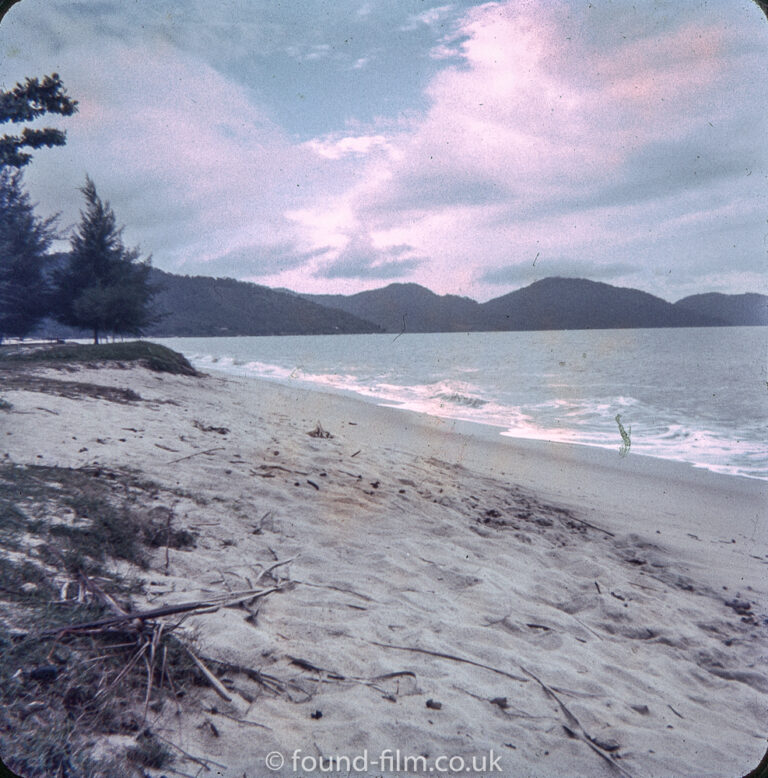 A beach on the island of Singapore in the early 1960s