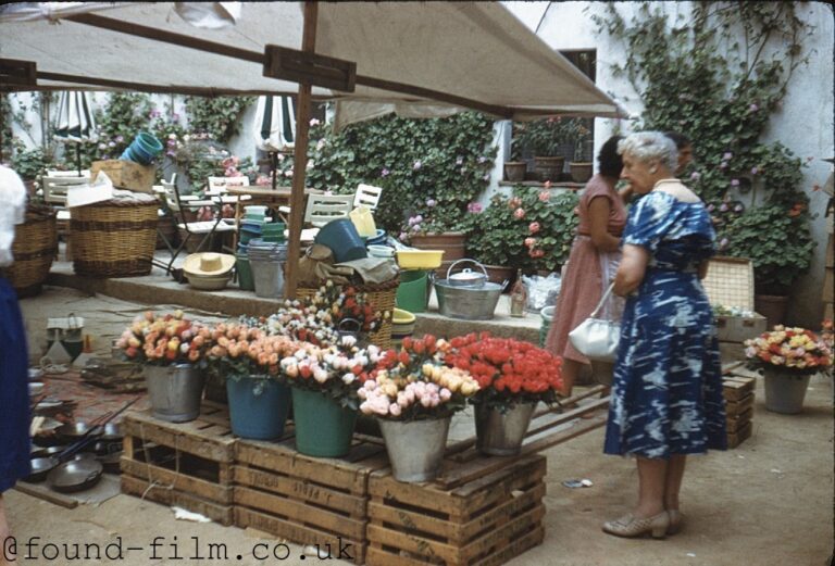 A flower seller in Spain from about 1958