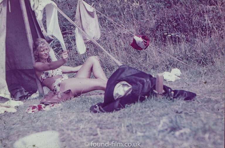 A Girl Camping with friends