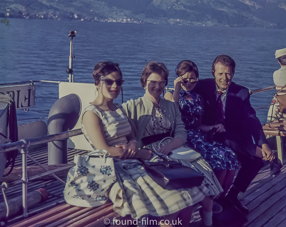 A Group on a boat trip on a Swiss lake c1960
