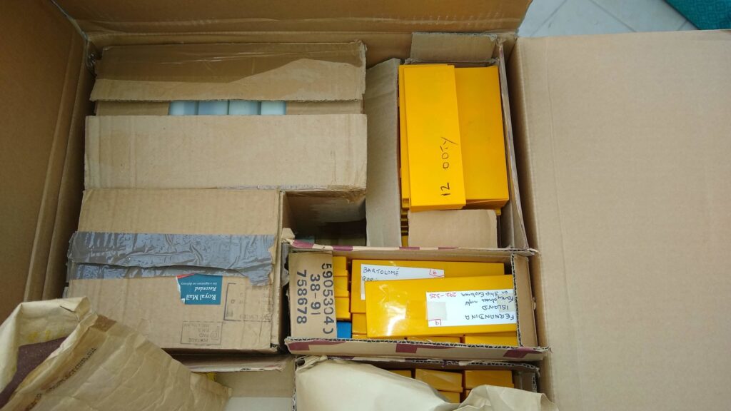 a sample of the slides in a box