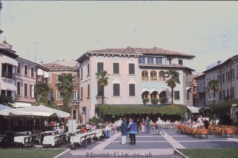 An outdoor restaurant near Lake Garda in Italy