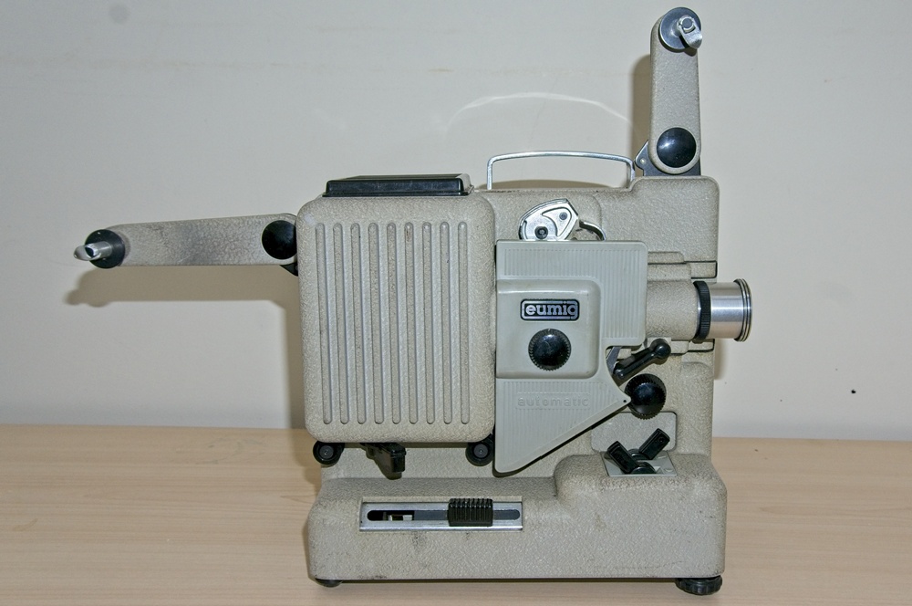 Eumig P8 Automatic 8mm Projector - Arms unfolded ready for a film