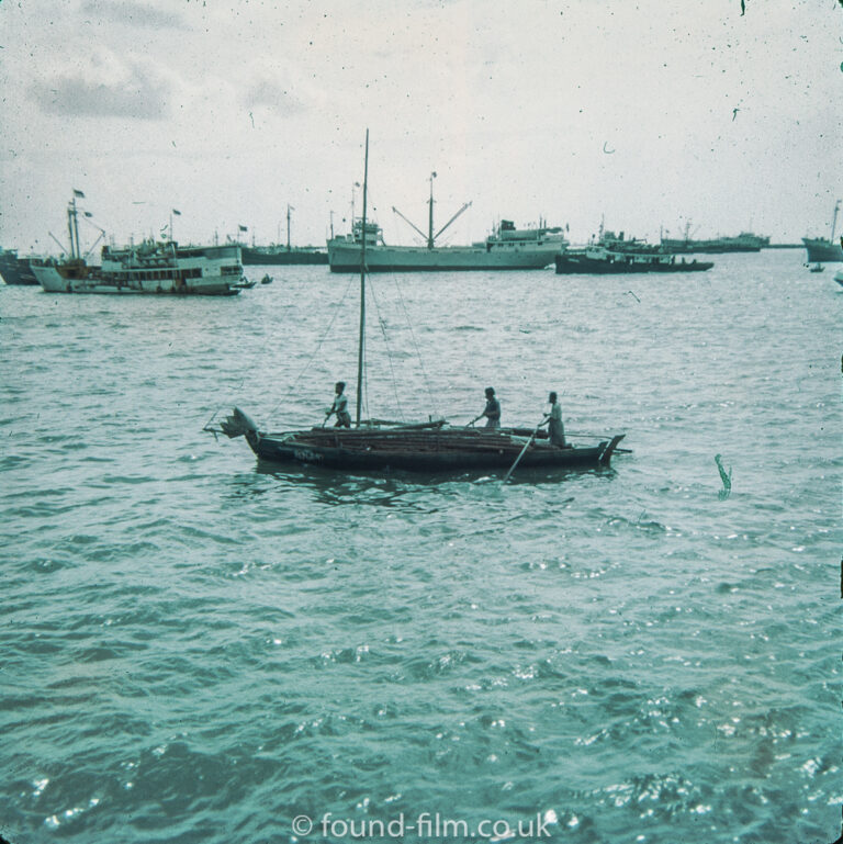 Boats in Singapore harbour in the early 1960s