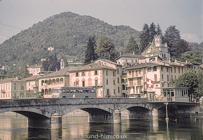 Bus crossing bridge to Italy at Ponta Tresa