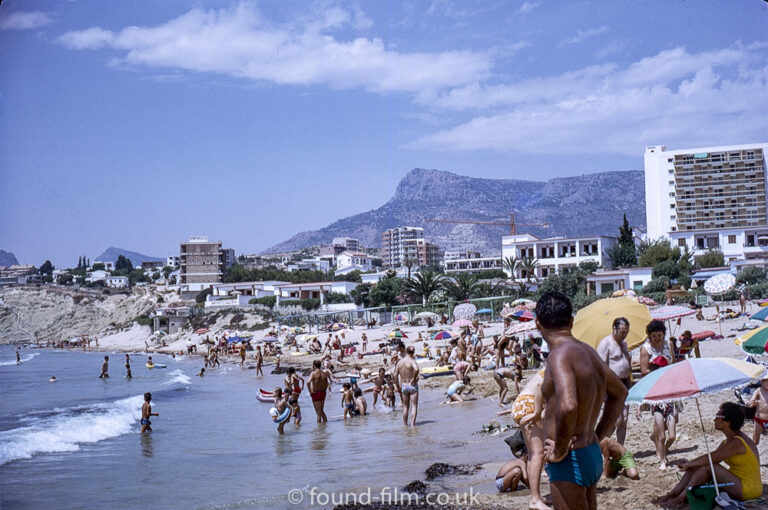 Calpe beach in Spain during the holiday season of August 1971