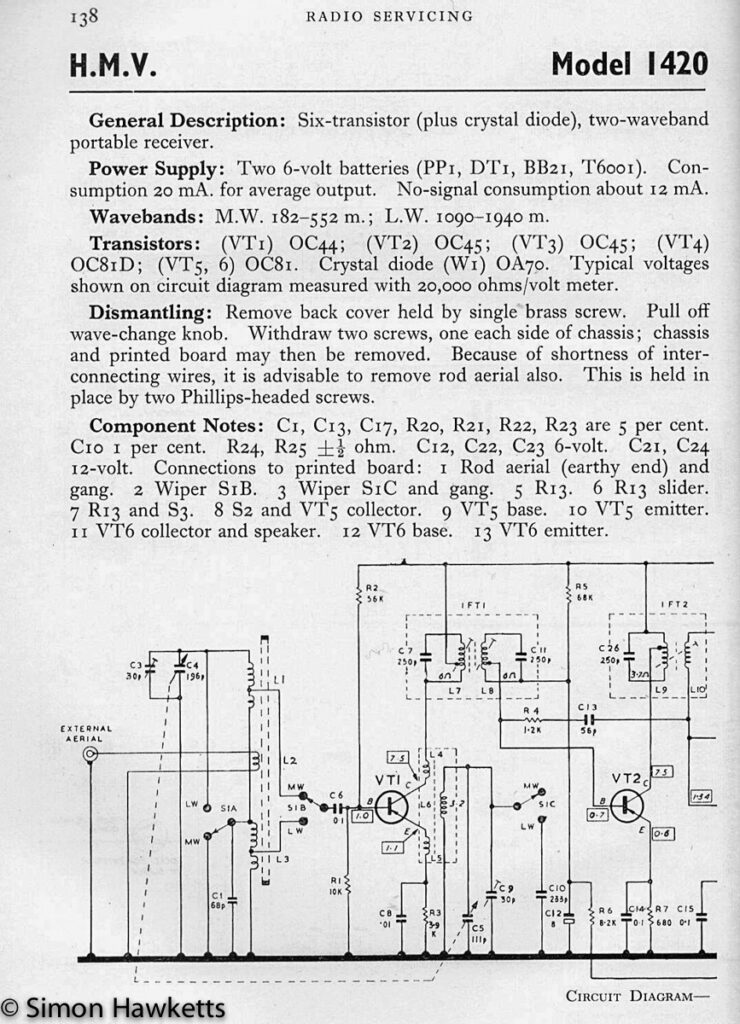 Circuit page 1 for HMV 1420