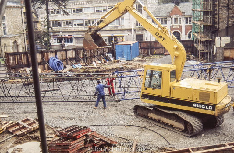 Large digger at construction site in June 1990