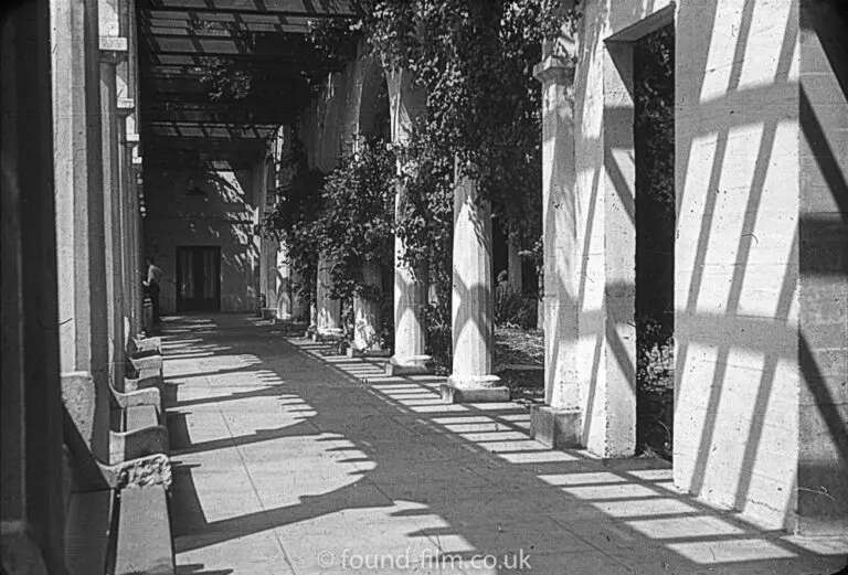 Pillared corridor in black & white