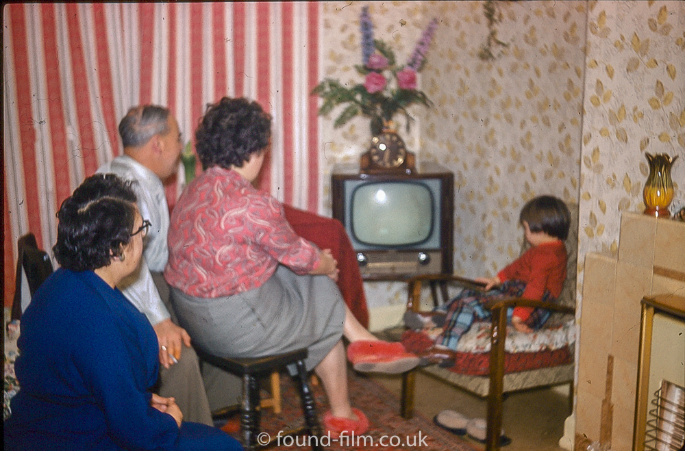 family watching tv 1950s