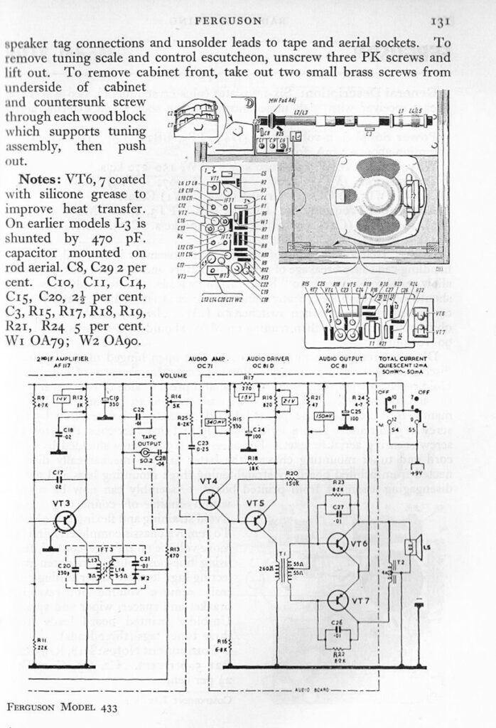 ferguson transistor 7 model 433 radio circuit 16 1
