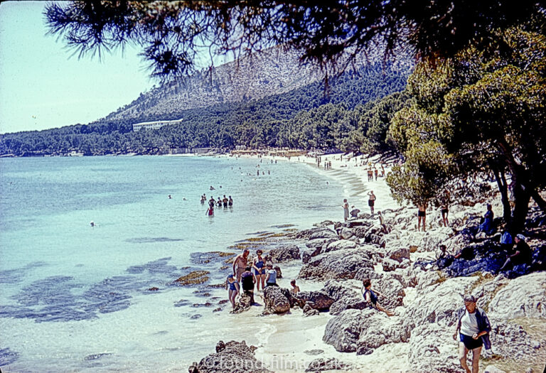 Beach and rocks at Formentor bay in July 1966