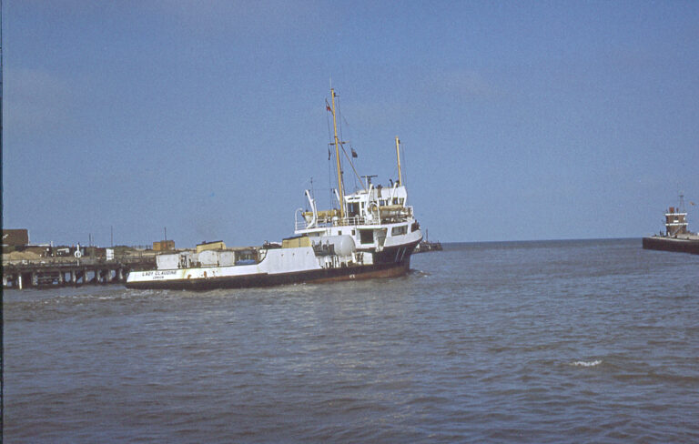 A ship leaving port