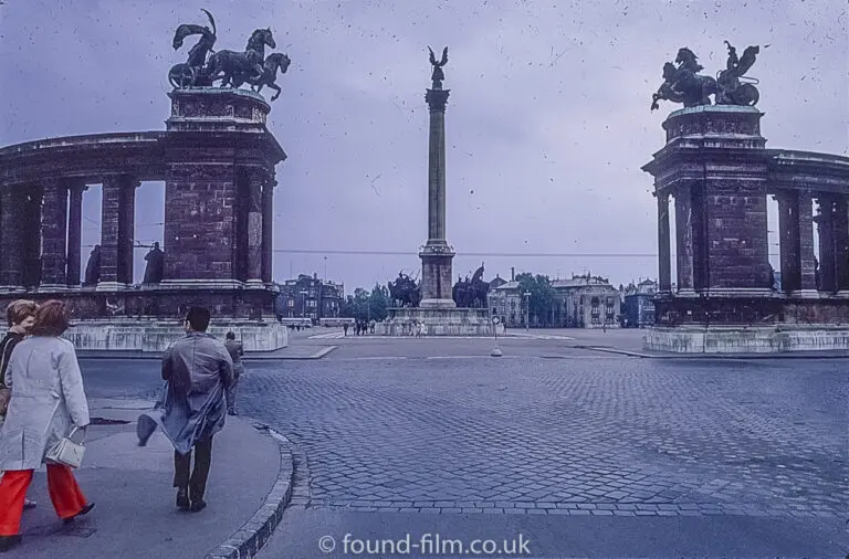 The Heros’ Square monument in Budapest in the 1960s