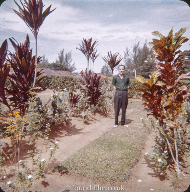 A Man in his garden at the RAF Seletar base in the early 1960s