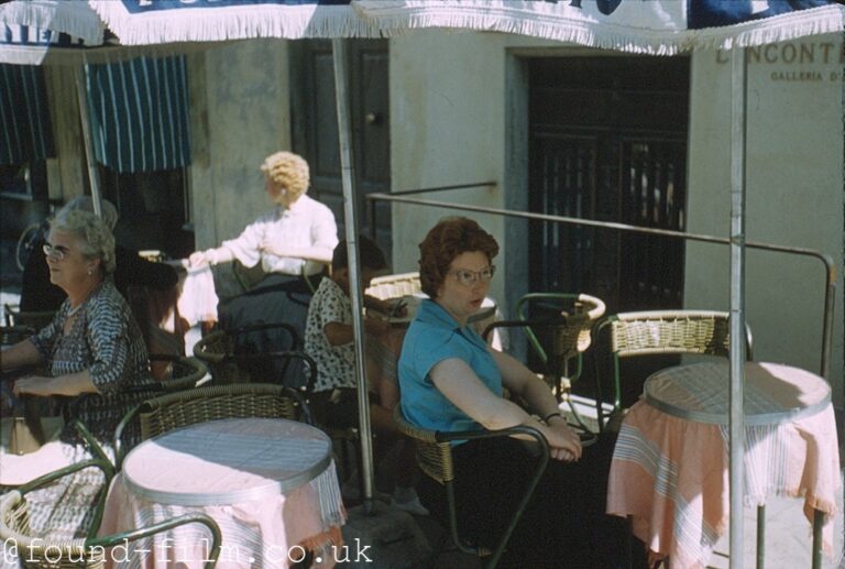 Portrait of a woman at a cafe in Arezzo, Italy c1959