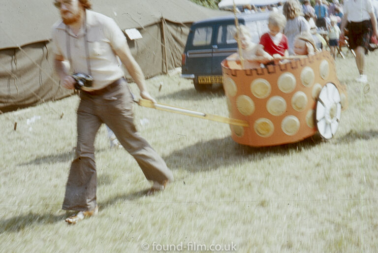 Pulling the kids in a chariot