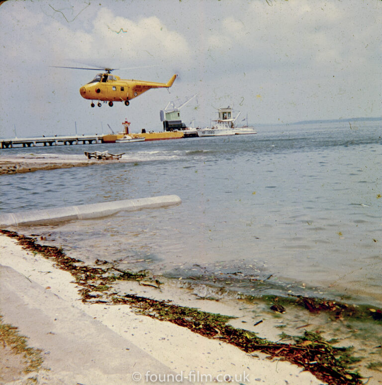 RAF helicopter hovering above the sea