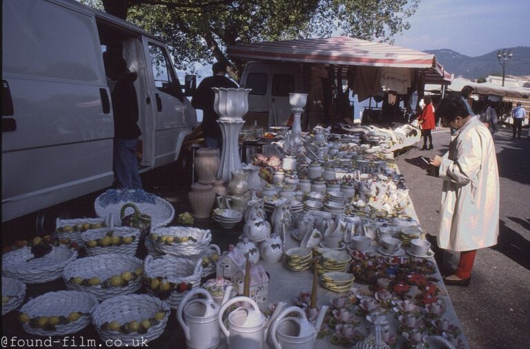 Shopping at a market stall near Lake Garda, Italy 1993