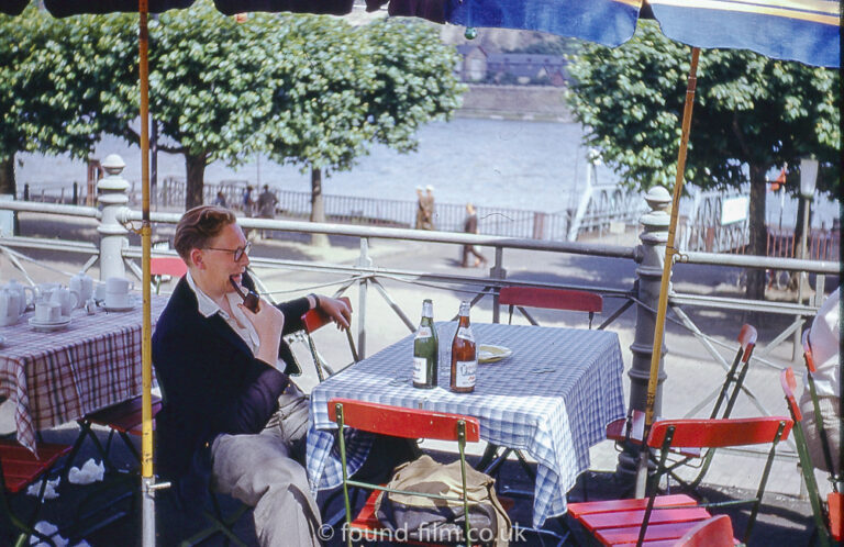 Smoking a quiet pipe in a cafe