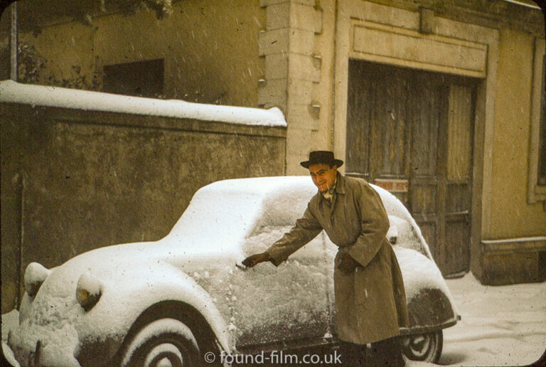 Snow covered car in the south of France – Jan 1954