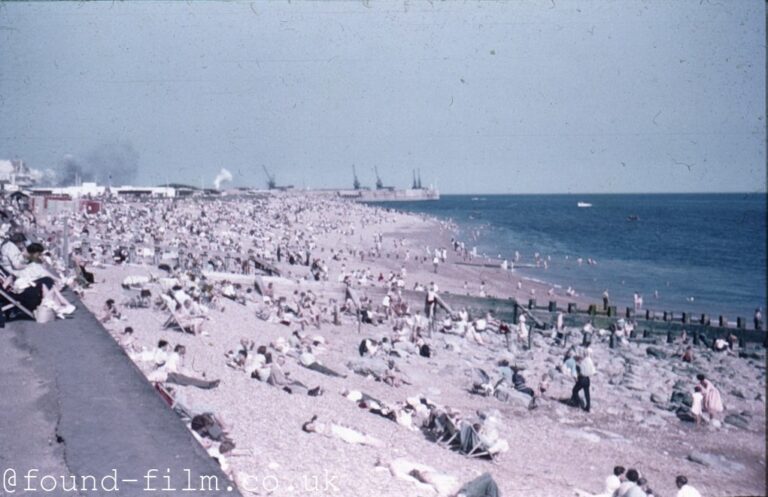 The beach at Folkestone in the late 1950s