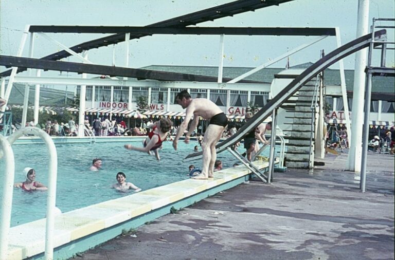 The swimming pool at a holiday camp