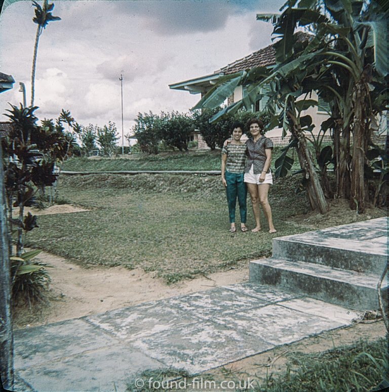 Two women in their garden in Singapore, early 1960s