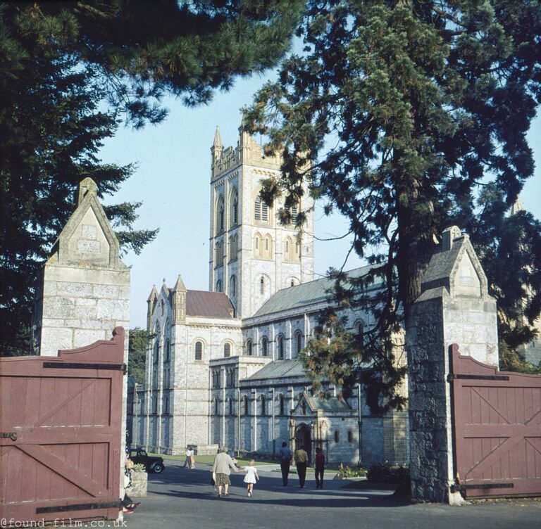 Unknown church with solid, red gates