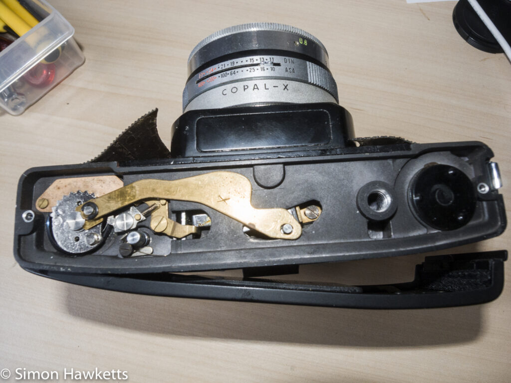 copal-X shutter attempted repair - bottom of camera removed