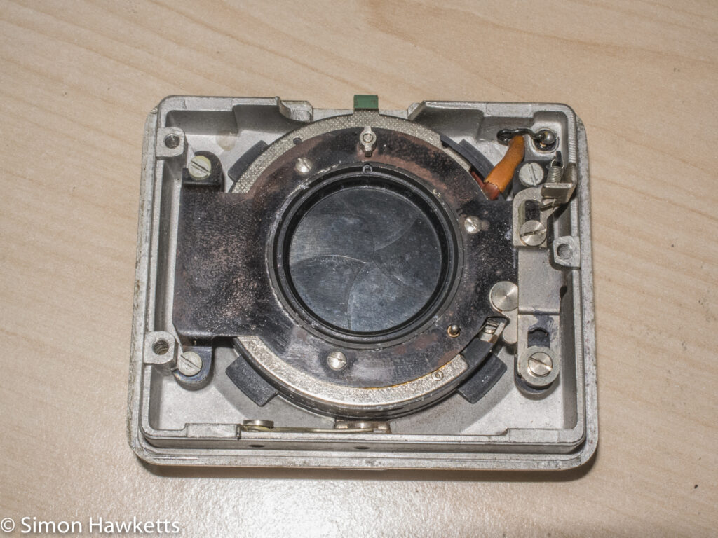 Agfa Ambi Silette shutter repair - lens unit removed from front of camera