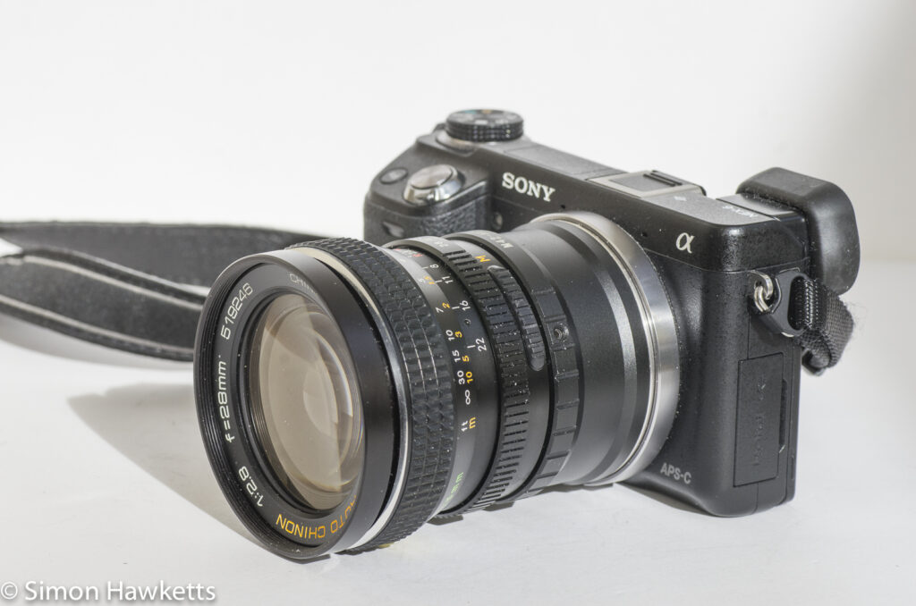 Auto Chinon 28mm f/2.8 M42 lens mounted on Sony Nex 6
