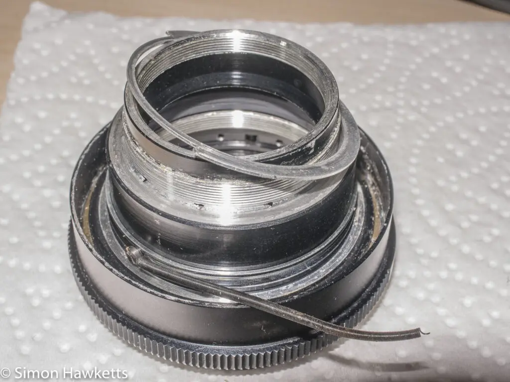 Auto Takumar 55mm f/2.2 strip down - Showing how internal components are fitted