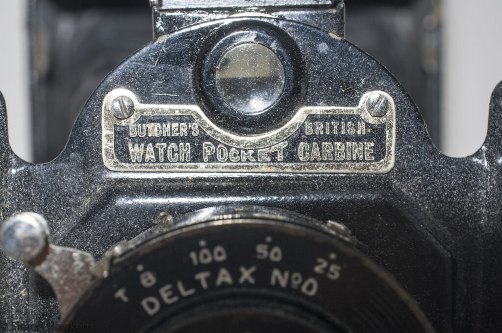 Butcher's Watch Pocket Carbine camera - name plate