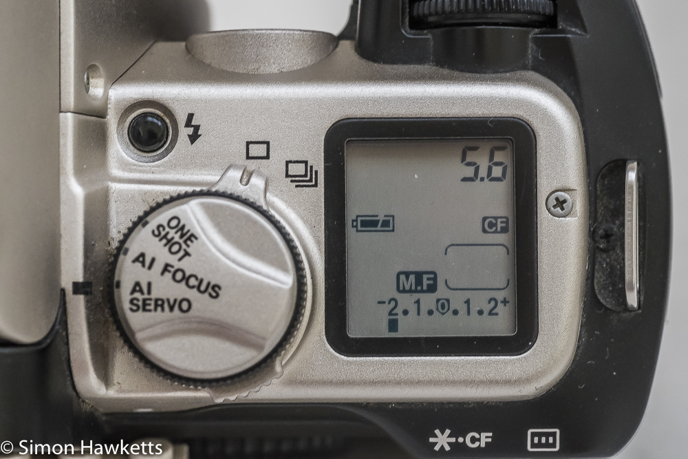 Canon EOS 50e 35mm autofocus camera - LCD control panel data display