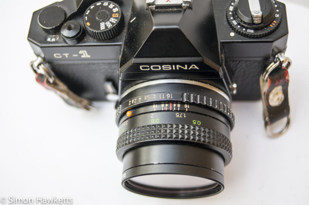 cosina ct 1 35mm slr showing top view including lens