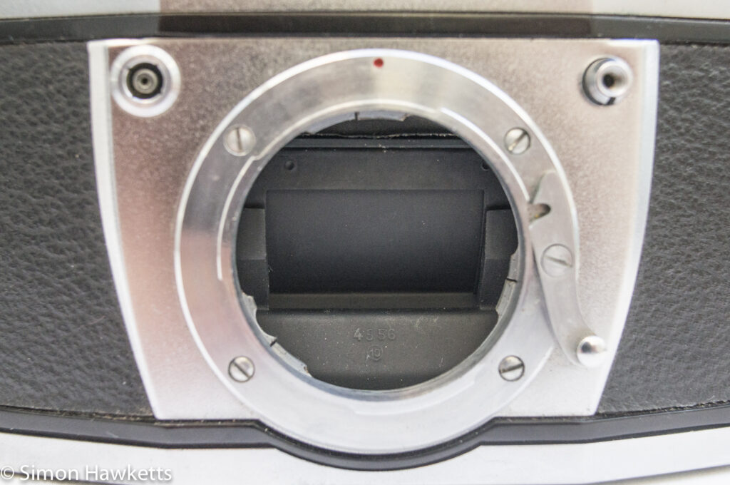 Exakta EXA 1 35mm SLR showing the shutter released